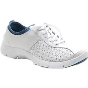 Dansko Elise White & Blue Leather Nursing Shoes